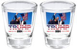 Lymhy 2 Pack Trump Assassination Fist Pump Fight You Shot Glass You Missed Stronger Trump Survived Shot Trump 2024 Ear Bullet-Proof PA Rally Shot Shooting Strong Shot Glass Small Glass Cups Mug