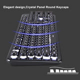 Soke-Six Gaming Keyboard and Mouse, 2.4G Wireless Retro Punk Typewriter-Style Backlit Keyboard Mice Combo,4800mAh Battery,Mechanical Feel,Anti-ghosting,Crystal Panel Round Keycaps (Black+white light)