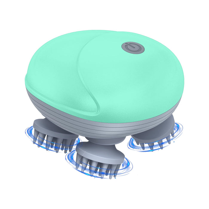 AMIR Newest Handheld Electric Scalp Massager, Portable Head Massager with Kneading 96 Massage Nodes, Head Scratcher Massager for Stress Relax and Pain Relief, Ideal Gifts for Women, Men, Green