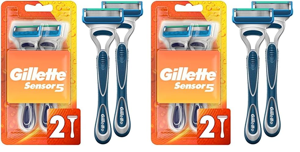 Gillette Sensor5 Men's Disposable Razors, 2 Count (Pack of 2)