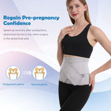 Paskyee Postpartum Belly Band, Abdominal Binder Post Surgery Belly Wrap, C Section Recovery Must Haves, Girdle for Postnatal Care, Waist/Pelvis Belt for Back Pain Relief Grey S/M