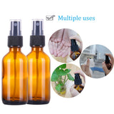 LUFEVRM 60ml Amber Glass Spray Bottles,Empty Small Refillable Reusable Travel Fine Mist Spray Bottles for Hair,Cleaning,Aromatherapy and Essential Oil with Extra Mist Sprayer(2 Pack)