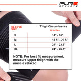 Pure Athlete Thigh Compression Sleeve – Adjustable Straps Quad Wrap Support Brace, Hamstring Upper Leg (1 Sleeve - Black, X-Large)