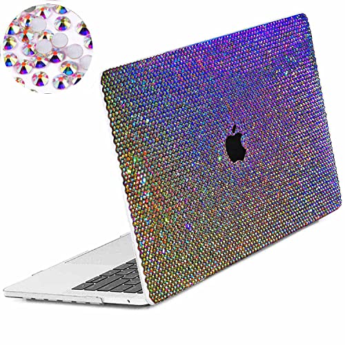 Bling Rhinestone Case Compatible with MacBook Air 13 inch 2022 2021 2020 2019 2018 Release M1 A2337 A2179 A1932 Touch ID,Glitter Sparkle Diamond Case Fashion Luxury Shiny Crystal Hard Shell