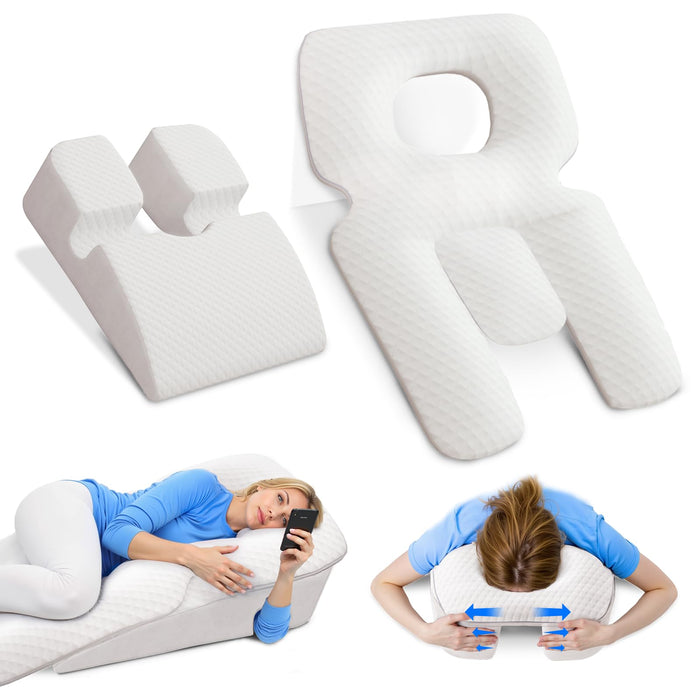 Novelledo Face Down Pillow,Face Down Pillow After Eye Surgery,BBL Pillow After Surgery Stomach Sleeping Pillow,Home Massage Pillows Faces Down with Shredded Memory Foam and Removable Cover