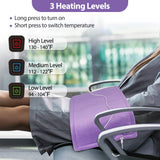 Comfheat USB Heating Pad for Car, 5V Portable Heated Travel Blanket Pads Heat Settings & Auto Shut Off, Moist & Dry Hot Therapy for Pain Relief Abdomen Cramps (16"x 12") (No Battery) - Purple