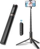 TONEOF 60" Cell Phone Selfie Stick Tripod,Smartphone Tripod Stand All-in-1 with Integrated Wireless Remote,Portable,Lightweight,Tall Extendable Phone Tripod for iPhone and Android