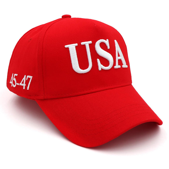 USA 3D Embroidered Dad Hat Trump 2024 MAGA Hat Make America Great Again Donald Trump Slogan with USA Flag Cap (Red USA Hat)