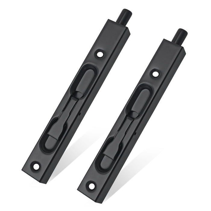 MOSECYOU Flush Bolt French Door Lock 6”, 2 Packs, Bolt Latch for Double Doors, Flip Lever Mechanism, Door Top/Bottom Lock for Sliding/Patio/Storm Door (Black, 6 in. - 2pack)