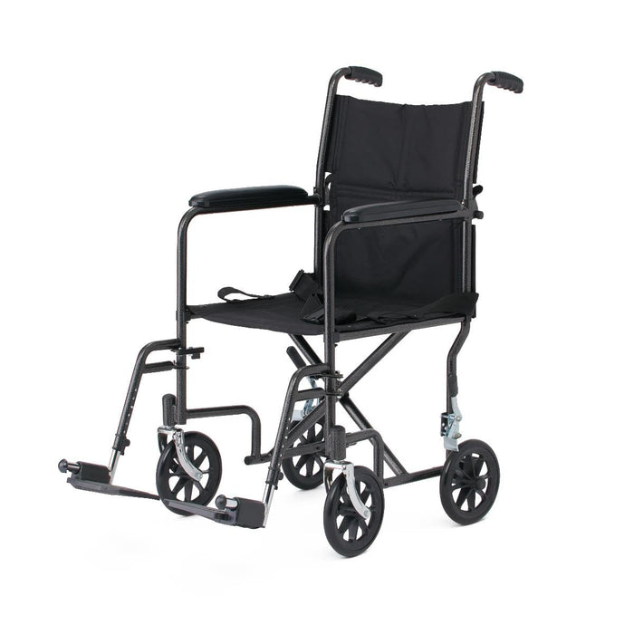 Black Hammertone Transport Chair, 19inch Seat, 300lbs Weight Capacity, Lightweight