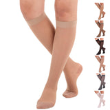 ABSOLUTE SUPPORT - Sheer Compression Stockings for Women 15-20mmHg - Womens Compression Knee High Socks for Airplane, Office, Flight, Travel, Pregnancy - Beige, X-Large - A101BE4