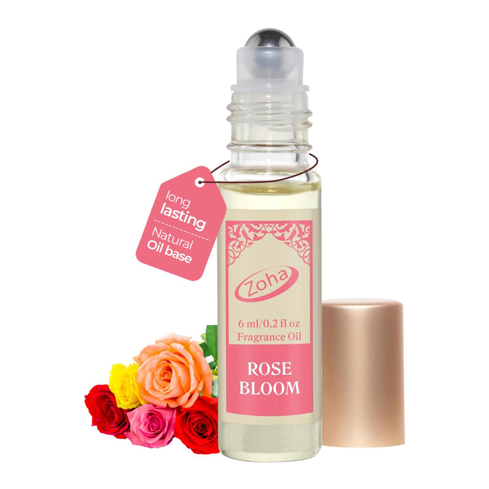 Zoha Rose Bloom Oil Perfume for Women & Men, Roll On Perfume Oil and Rose Perfume Spray, Alcohol Free Skin Moisturizing Rose Oil Perfume