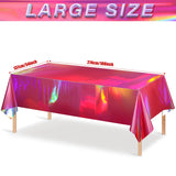 8 Pack Hot Pink Iridescence Plastic Tablecloths Shiny Disposable Laser Rectangle Table Covers Holographic Foil Tablecloth Iridescent Party Decorations Birthday Bridal Wedding Christmas, 54 x 108 Inch