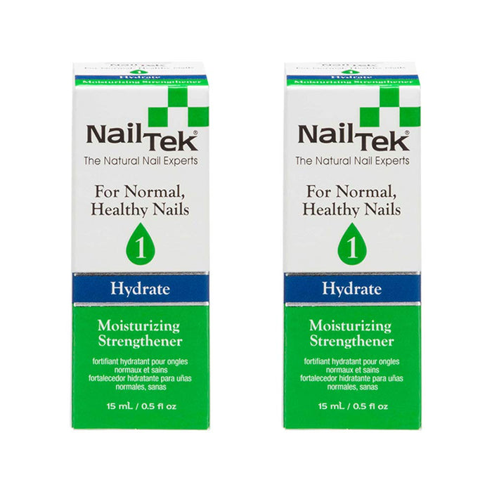 Nail Tek Hydrate 1, Moisturizing Strengthener for Strong, Healthy Nails, Nourish, Protect Nails from Chips, Splits, Peeling, and Breakage, 0.5 oz, 2-Pack