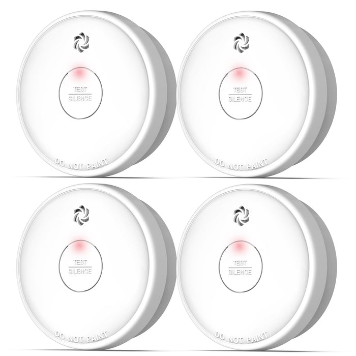Fire Alarms Smoke Detectors, Smoke Alarm Battery Operated,Fire Alarm with Test Button & Low Battery Signal, Photoelectric Technology Fire Detectors for Bedroom and Home (4 Pack)