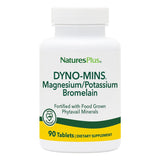 NaturesPlus Dyno Mins Magnesium, Potassium and Bromelain - 90 Vegetarian Tablets - Enhanced Absorption Multi Mineral Supplement & Anti-Inflammatory - Hypoallergenic, Gluten-Free - 45 Servings