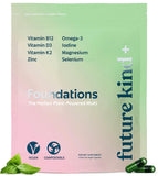 Future Kind Carrageenan-Free Foundations Multivitamin: Vegan Multivitamins for Women & Men- Plant Based Multivitamin, Omega-3, B12, D3, Zinc, Iodine, Magnesium, K2 & Selenium- Compostable Bag