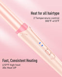 Waver Curling Iron Curling Wand - BESTOPE PRO 5 in 1 Curling Wand Set with 3 Barrel Hair Crimper for Women, Fast Heating Crimper Wand Curler in All Hair Type - Leather Pink