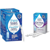 TheraTears Dry Eye Drops Bundle with Liquid Gel Nighttime 30 Vials & Extra Dry Eye Therapy Lubricant 30ct