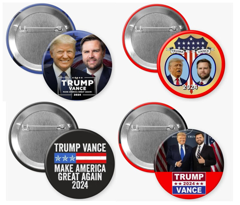 Trump Vance 2024 buttons - 4-pack (2.25 inches) - Trump Vance 2024 pins (BUY 2, GET 1 FREE PROMOTION)