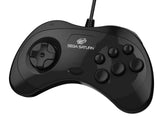 Retro-Bit Official Sega Saturn USB Controller Pad (Model 2) for Sega Genesis Mini, PS3, PC, Mac, Steam, Switch - USB Port (Black)