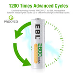 EBL Rechargeable AA Batteries 2800mAh 1.2V Ni-MH AA Rechargeable Batteries 12 Pack