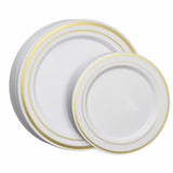 SETUP [60 Piece Combo Gold Trim Plastic Plates - Premium Heavy-Duty 30 Disposable 10.25" Dinner Party Plates and 30 Disposable 7.5" Salad Plates