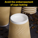 SPRINGPACK Disposable Paper Coffee Cups with Lids, 100 pack 12 oz Ripple Wall Insulated To Go Coffee Cups for Hot/Cold Beverage, Recyclable Takeaway Drinking Cups for Home Office Cafe Party