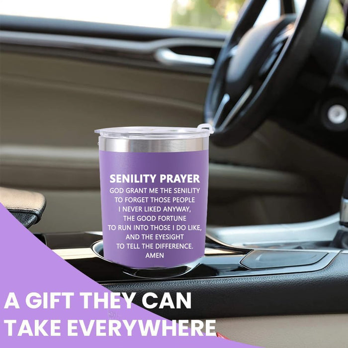 Cessfle Senility Prayer Tumbler, 20oz Christian Tumblers for Women, Encouraging Inspiration Gifts For Elderly Women, Christian Senility Prayer Tumblers With Handle Straw and Lid Faith Tumbler Cup