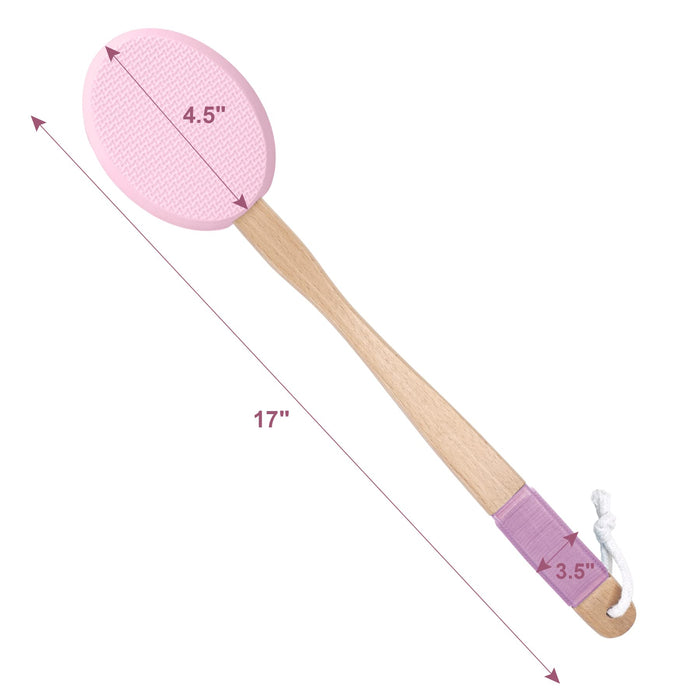 AmazerBath Lotion Applicator for Back, Feet, 4 Replaceable Pads with 1 Long Handled, Back Sunscreen Applicator for Elderly, Women, Apply Cream Medicine Skin Cream Moisturizer Sunscreen Tanner, Pink