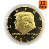 10 PACK President Donald Trump Commemorative Coins, Gold Plated Coin, Collectible Gift (10 Pack)