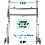 Medline Heavy-Duty Bariatric Folding Walker with 5” Wheels and Durable Handles, 500 lb. Weight Capacity