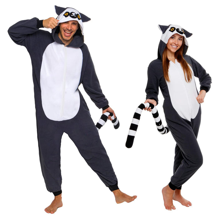 Funziez! Slim Fit Adult Onesie - Animal Halloween Costume - Plush Fruit One Piece Cosplay Suit for Women and Men