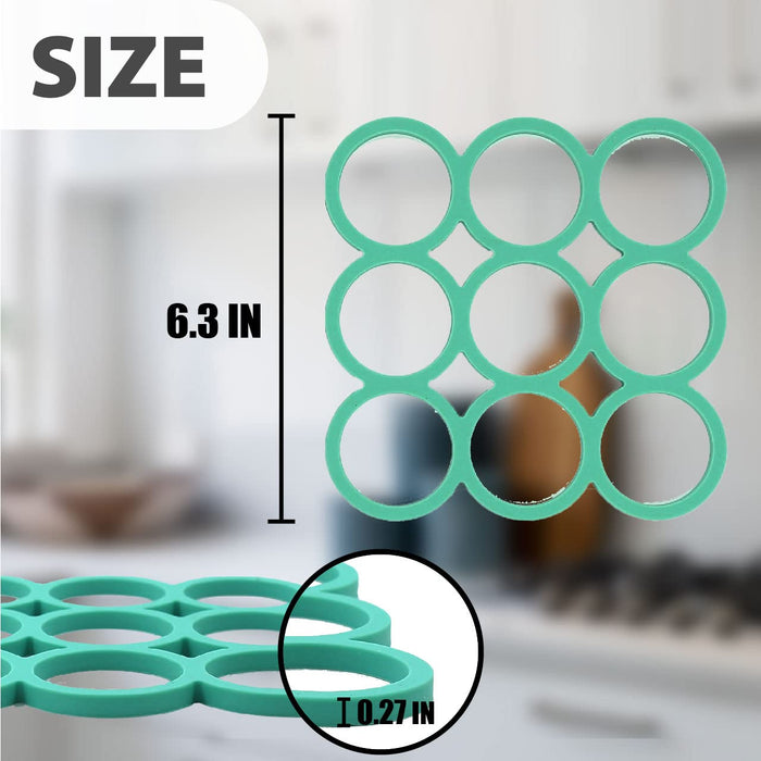 myHomeBody Silicone Trivet Heat Resistant Mat | Potholders for Kitchens | Trivets for Hot Dishes, Hot Pads for Kitchen | Kitchen Accessories Cooking Accessories | Aqua Loops, Set of 3