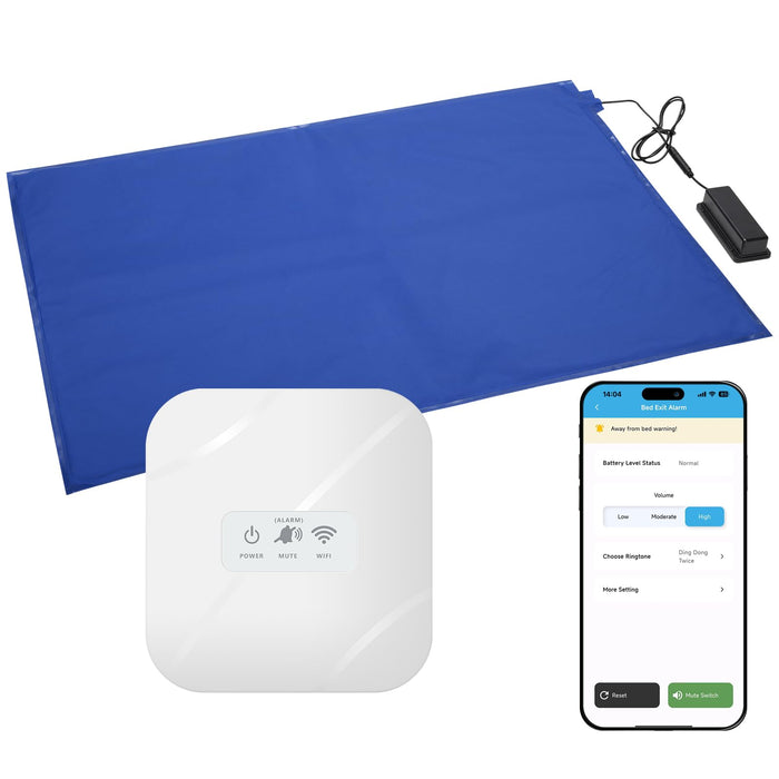 Briidea WiFi Bed Alarms and Fall Prevention for Elderly with 20'' x 28'' Weight Sensing Bed Pad (Wireless Alarm Included), Instant Alert Notifications with App Control