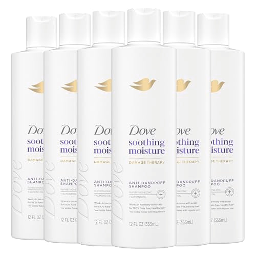 Dove Damage Therapy Derma Shampoo Soothing Moisture Pack of 6 for Flaky Scalp with Pyrithione Zinc and Almond Oil 12 Fl Oz