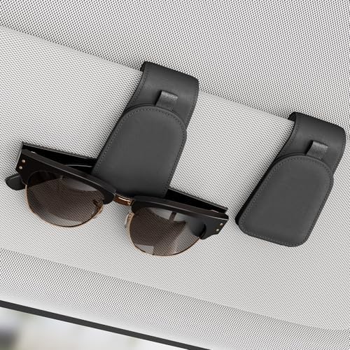 Sotfamily Sunglass Holder for Car Visor, Suede Cloth Magnetic Sunglass Organizer for Car Accessories, 2 Packs, Black