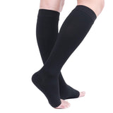 TOFLY® 30-40mmHg Medical Graduated Compression Socks for Men & Women, Open Toe Knee High Compression Socks,Firm Support for Circulation Recovery,Shin Splints,Varicose Veins,Edema,Nursing, Black XL