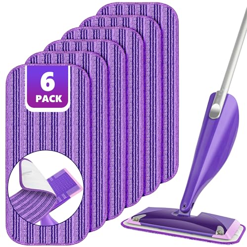 Reusable Mop Pads Compatible with Swiffer Wet Jet, Wet Jet Pads Refills for Swiffer Mop, Microfiber Replacement Pads for Hardwood Floor cleaning, Dry Wet Mopping Cloths for 12" Wet Jet Refill, 6 Pack