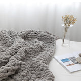 Chunky Knit Blanket Throw 40"×40", Hand Knitted Warm Chenille Throw Blanket, Home Decor Soft Thick Yarn Cable Knit Blanket, Soft Breathable Fleece Banket Christmas for Couch Bed Sofa Best Gift (Gray)