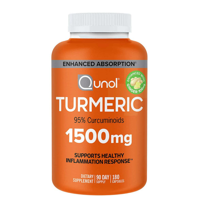 Qunols Turmeric 1500mg - Turmeric Vegetarian Capsules, 180 Count (Pack of 1)