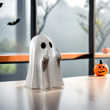 ZUZIF Halloween Ghost Figurine - Spooky Resin Ghost Statue, Cute Finger Ghost Ornaments, Perfect for Indoor & Porch Halloween Decor (A)