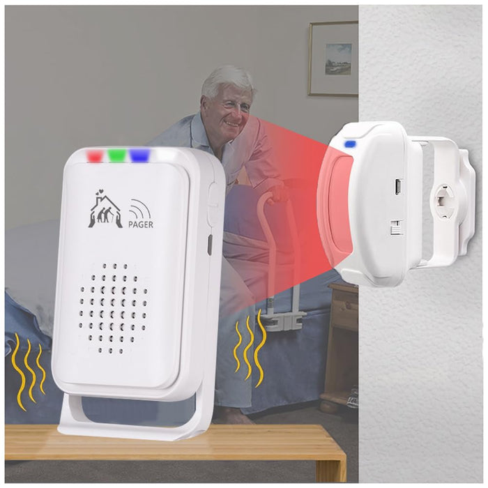 Bed Alarm for Elderly Adults Wireless，Bed Sensor Alarm and Fall Prevention for Elderly/Dementia Patients and More,Caregiver Pager/Motion Sensor Alarm with Vibration【 Newly Upgraded】