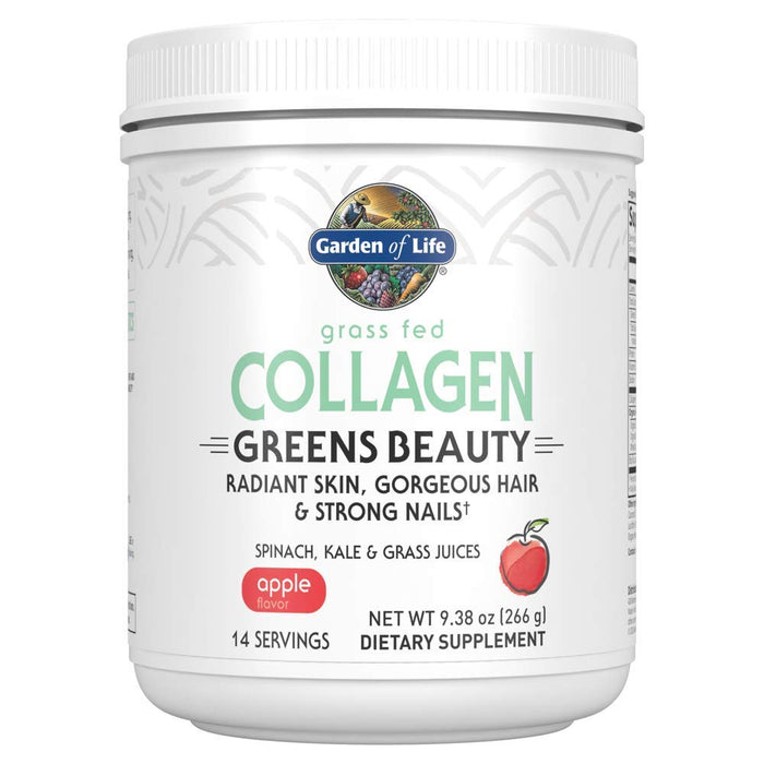 Garden of Life Grass Fed Collagen Greens Beauty Powder - Apple, 14 Servings, Collagen Powder for Women Skin Hair Nails Joints, Collagen Peptides Powder, Collagen Protein + Greens, Collagen Supplement