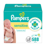 Pampers Sensitive Baby Wipes, Water Based, Hypoallergenic and Unscented, 7 Refill Packs (588 Wipes Total)