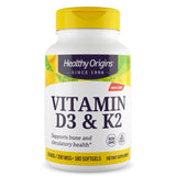 Healthy Origins Vitamin D3 & K2 - Vitamin D3, 50 mcg - Vitamin K2, 200 mcg - Easily Absorbable Vitamin D & Vitamin K Supplements - Non-GMO & Gluten-Free Supplements - 60 Softgels
