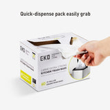 EKO Easy-Dispense Roll of 60 Count Extra-Strong Drawstring Kitchen Trash Bags - 21 Gallon Garbage Bags (79.5L) 60 pack, Code G