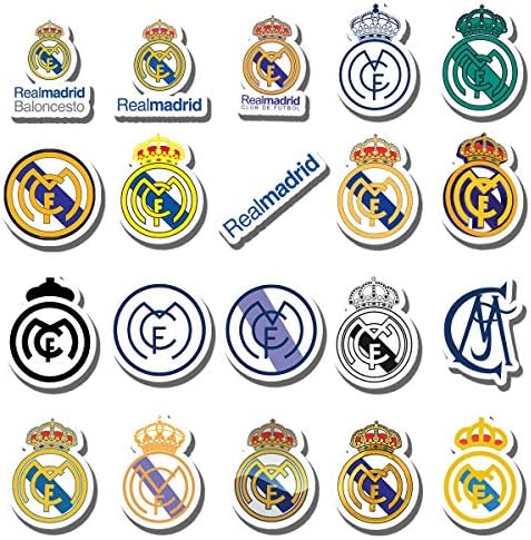 20 PCS Stickers Pack Real Aesthetic Madrid Vinyl Logo Colorful Waterproof for Water Bottle Laptop Bumper Car Bike Luggage Guitar Skateboard