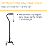 Hugo 731-850 Adjustable Quad Walking Cane, Black