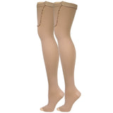 Truform Surgical Stockings, 18 Mmhg Compression for Men & Women, Thigh High Length, Open Toe, Beige, Large